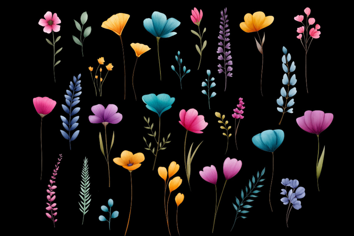 Watercolor Flowers cliparts, an Object Illustration by BazziBa♥ (Photo 3 of 5)