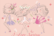 Cute girls vector-Three girlfriends, a Person Illustration by StudioLondon (Thumbnail 2 of 2)
