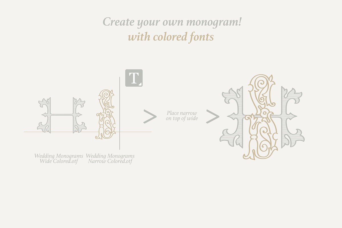 Wedding Monograms fonts set, a Serif Font by kaer_shop (Photo 3 of 10)