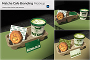 Matcha Cafe Branding Mockup, an Advertising Mockup by Bartama Graphic (Thumbnail 1 of 5)