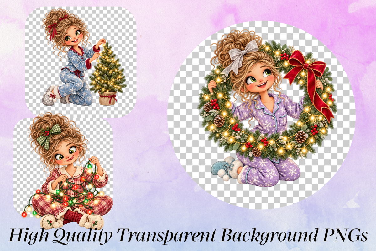Light Up Christmas Girls Cliparts, a Seasonal Illustration by Ink Gallery (Photo 3 of 13)