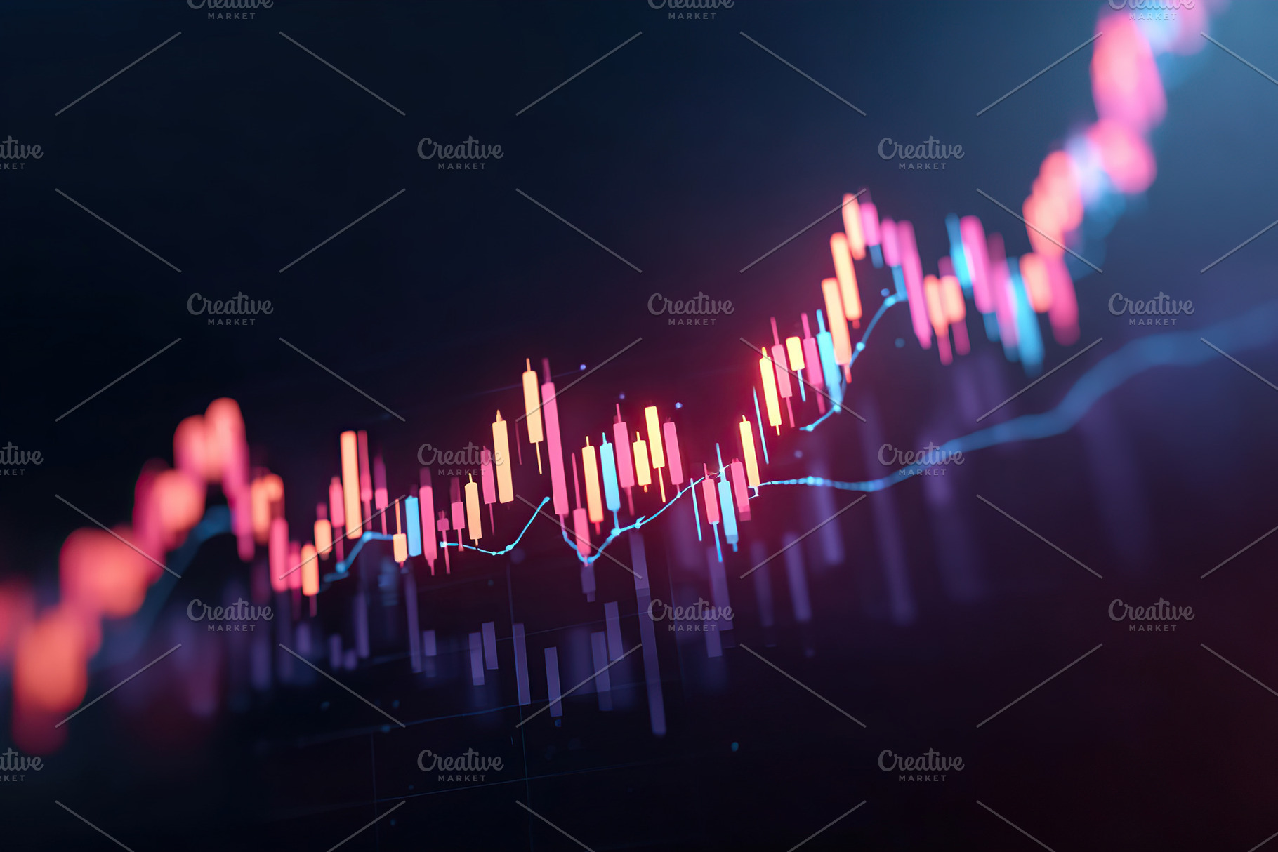 Dynamic financial market analysis with vivid candlestick chart representation, a Photo by AlyaAnd