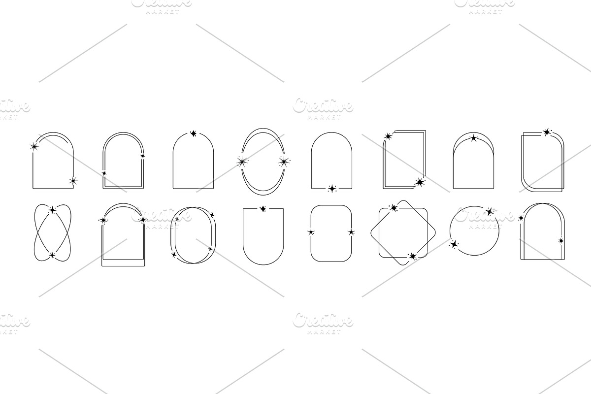 Star frame collection outline, an Illustration by skripnikbb