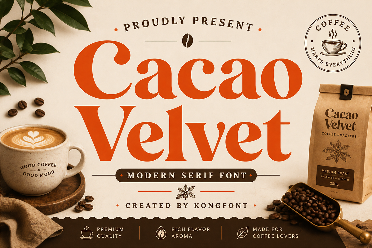 Cacao Velvet - Modern Serif Font, a Serif Font by overlaytemplates (Photo 1 of 5)