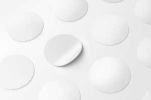 Isometric Round Stickers Mockup