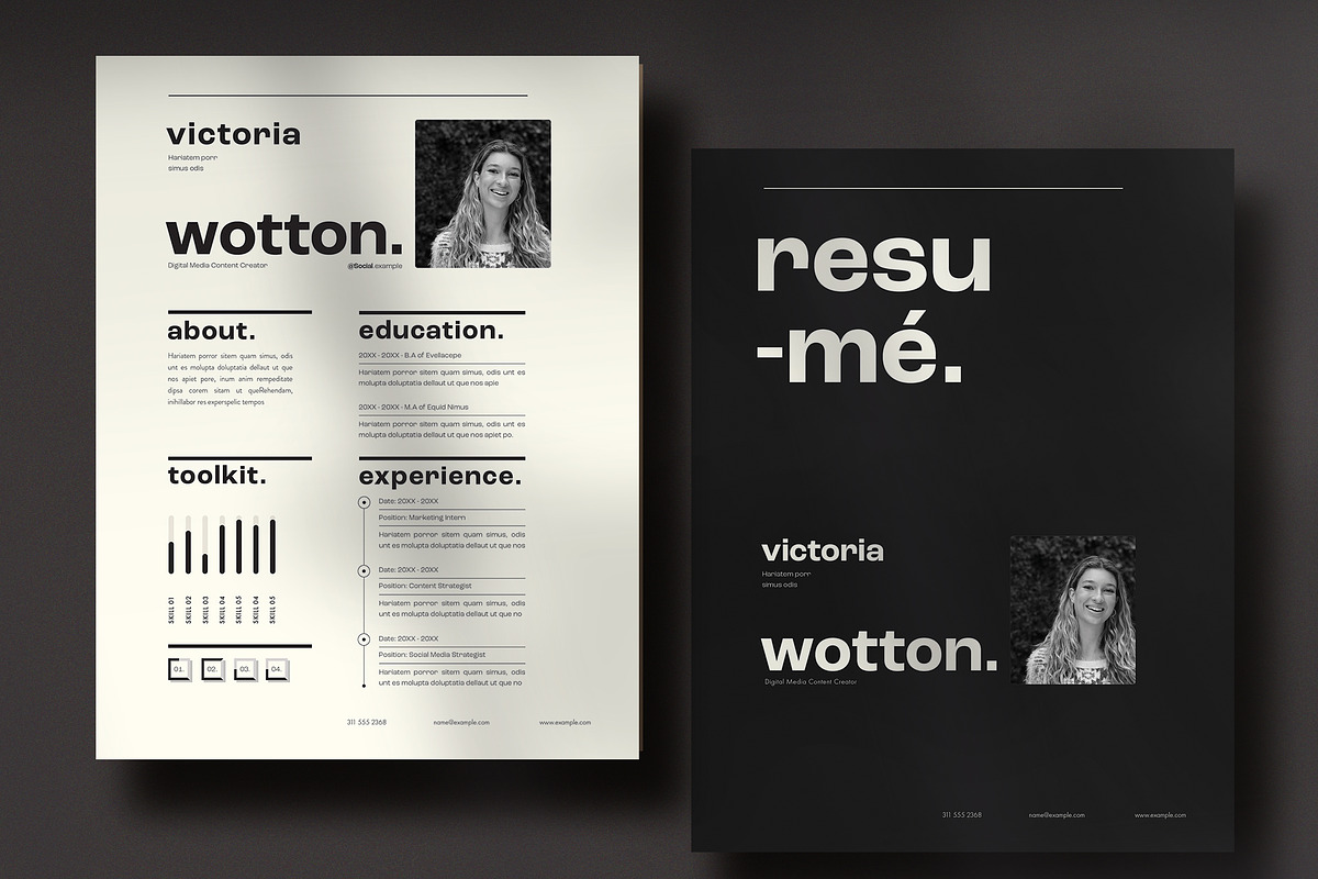 Black and White Resumé, a Resume Template by wavebreak