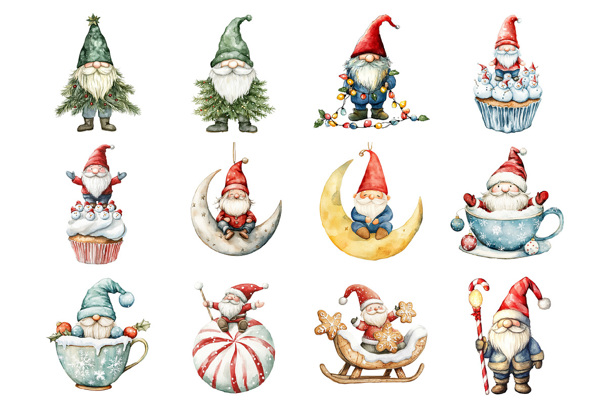 Christmas Gnomes Clipart, an Illustration by Design Market (Photo 3 of 4)