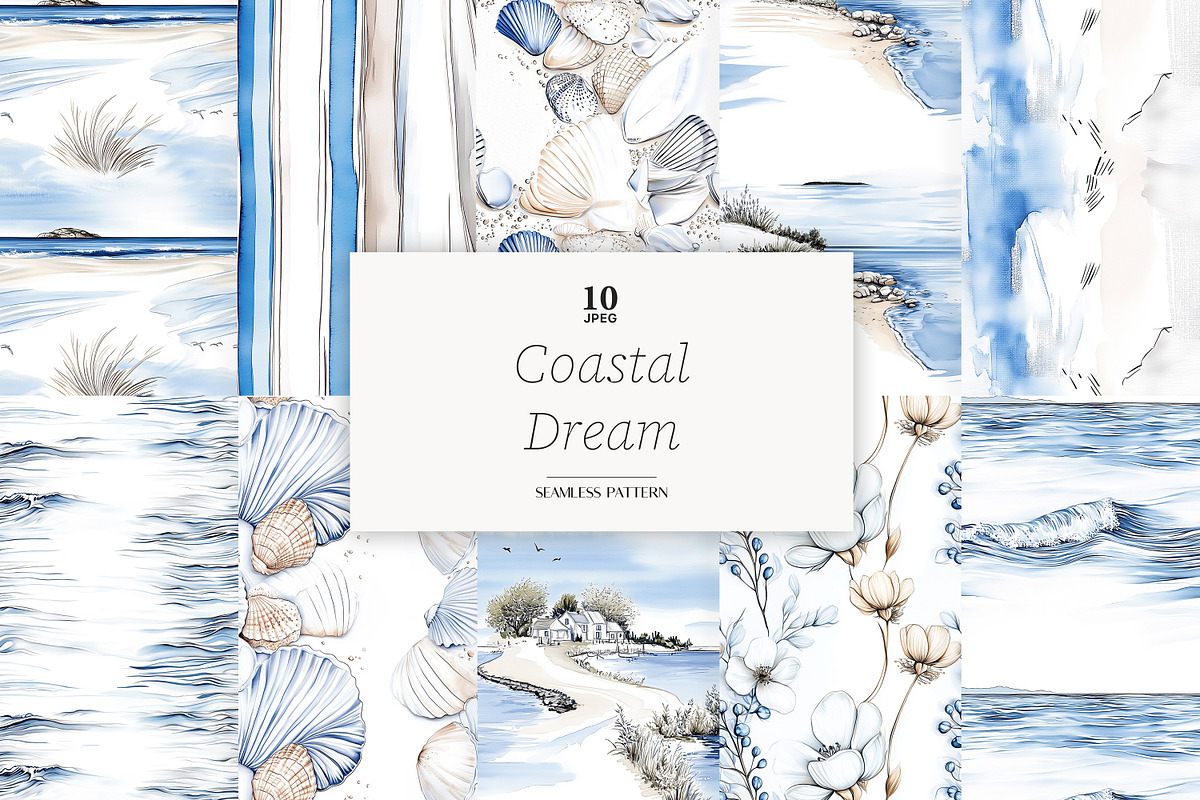 Coastal Digital Paper Set, a Pattern Graphic by GlamArtZhanna (Photo 1 of 4)