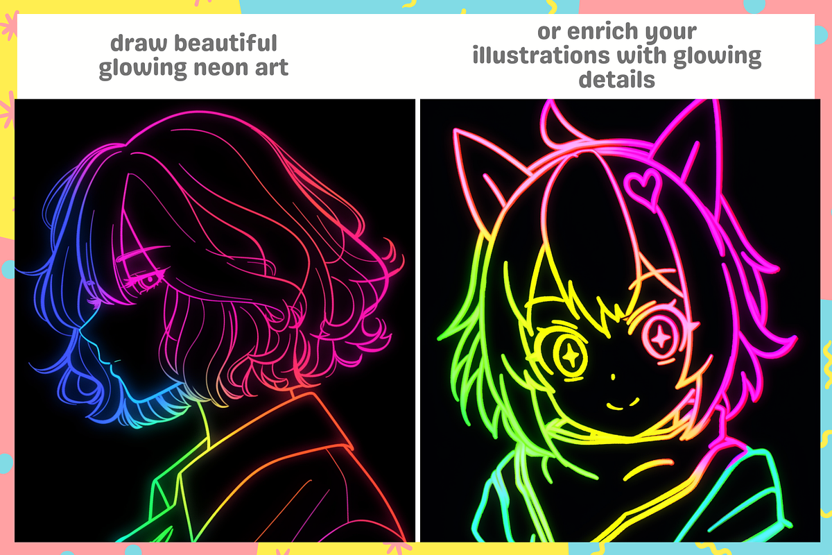 Procreate Neon Glowing Brushes, a Brush Add-On by Cozy Brushery (Photo 3 of 4)