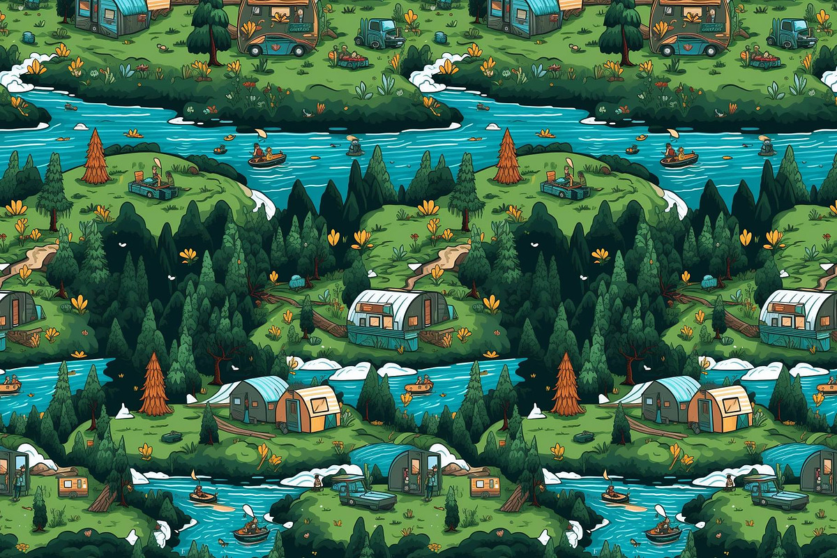 Camping pattern, a Pattern Graphic by AlexandraTret (Photo 1 of 3)