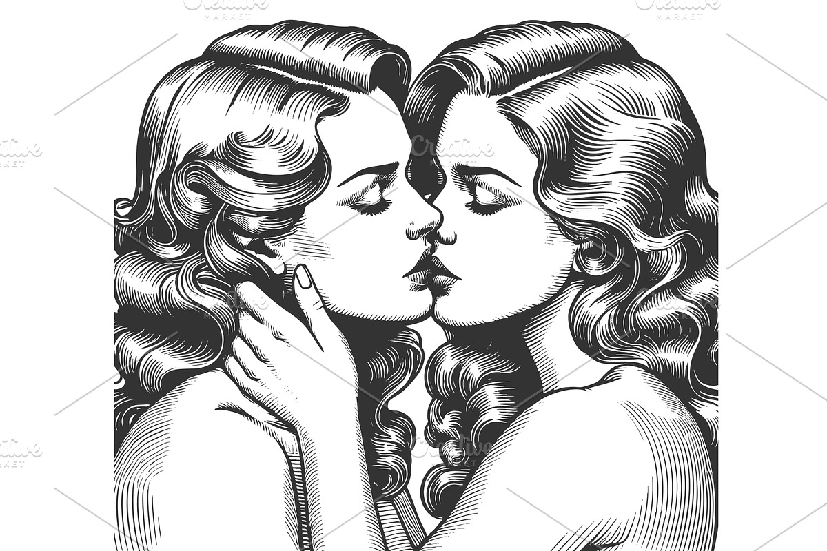 Romantic Vintage Illustration of Two, a Person Illustration by AlexArt