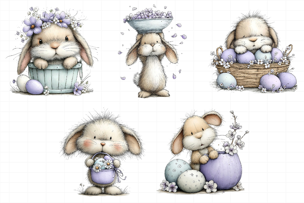 Whimsical Rabbit Clipart with Eggs B, an Illustration by Daily.Designs (Photo 6 of 8)
