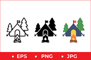 Camping Tent Fire Vector Scene, a Solid Icon by Artonix (Thumbnail 1 of 2)