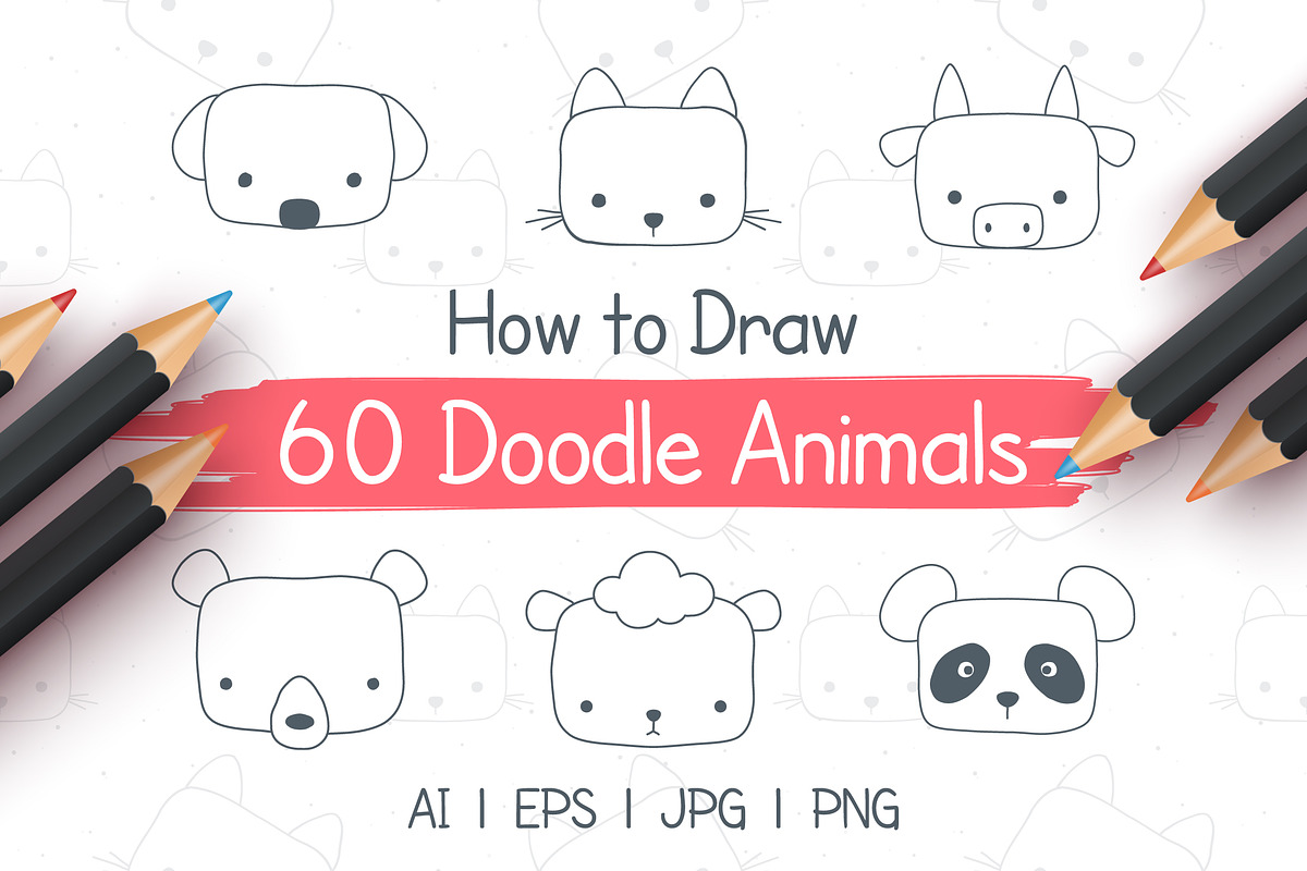 How to Draw 60 Animal Doodles., an Education Illustration by rwgusev (Photo 1 of 4)