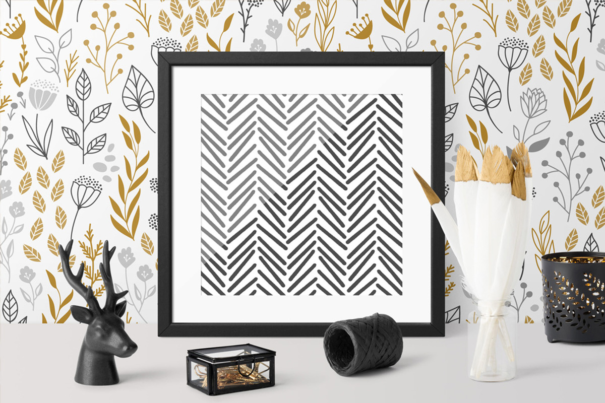 Gold & Grey Modern Floral Patterns, a Pattern Graphic by Wild Twig Co (Photo 5 of 9)