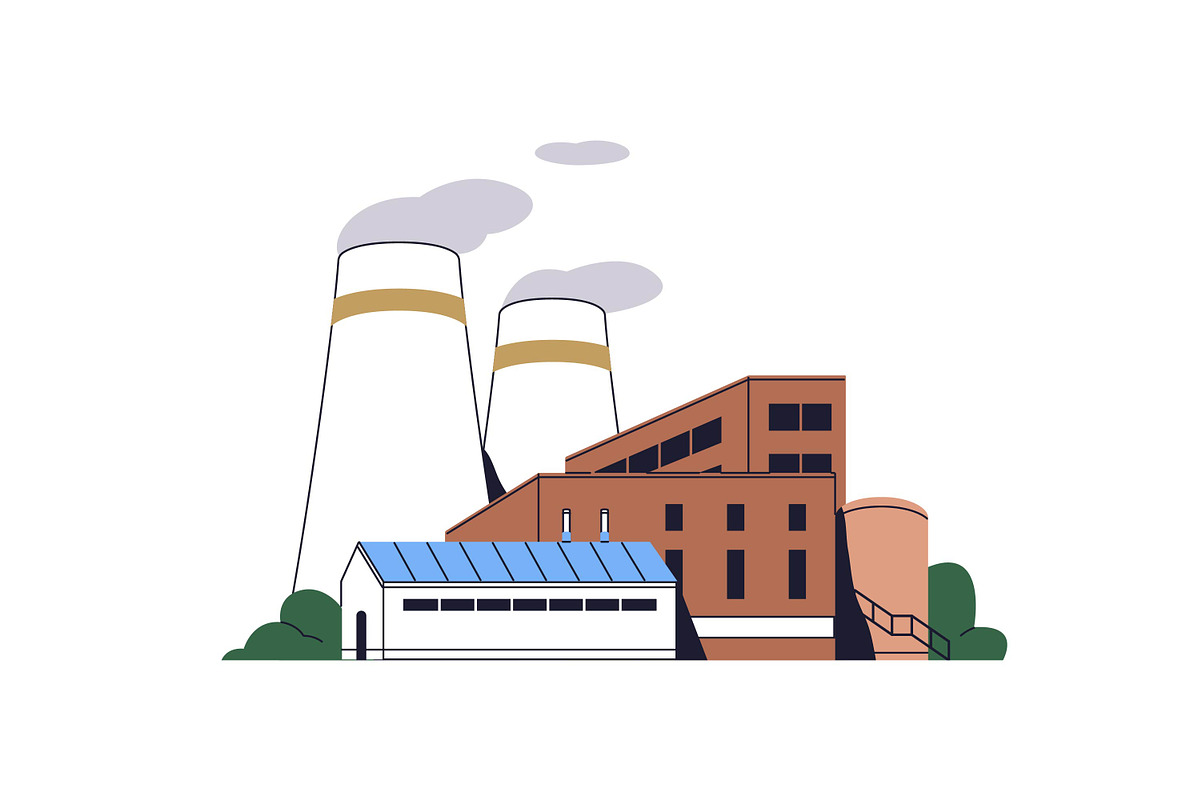 Factories, industry plants set, an Object Illustration by PaperTrident (Photo 7 of 9)