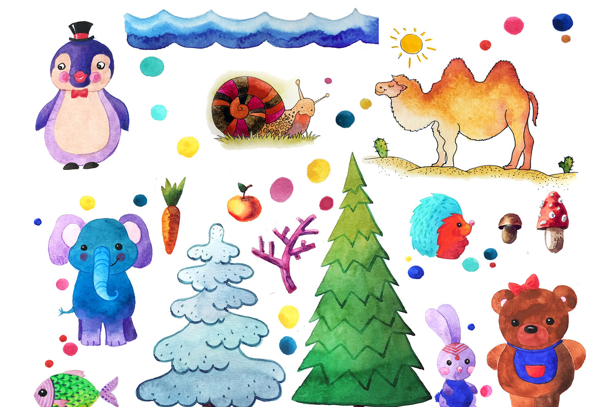 Big set of children's elements, an Animal Illustration by fiolika (Photo 2 of 6)
