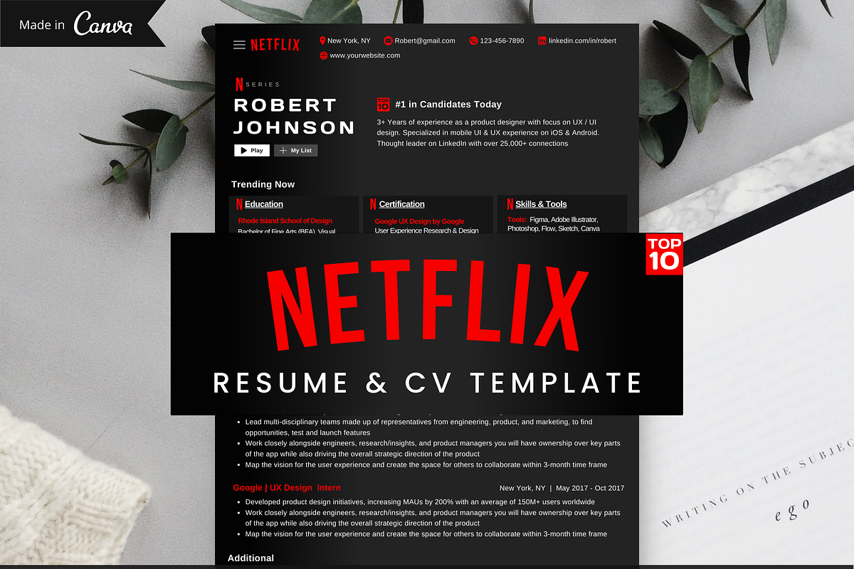 Netflix Resume Template 2026 ATS CV, a Resume Template by SocialMediaTemplate (Photo 1 of 7)