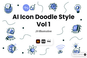 AI Doodle Icon Set Vol 1, a Technology Illustration by SLAB! Design
