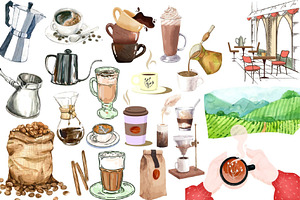 Watercolor Coffee Drink Clipart