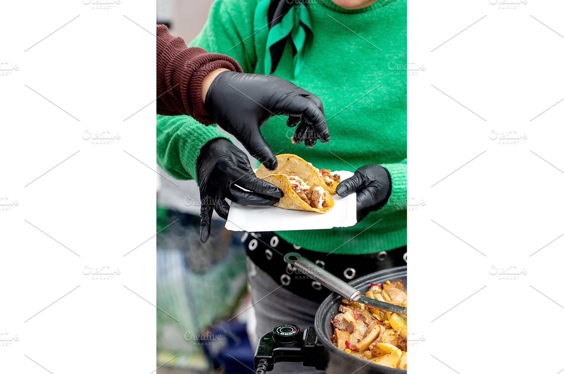 Taco Serving with Black Gloves, a Nature Photo by Natasha Breen