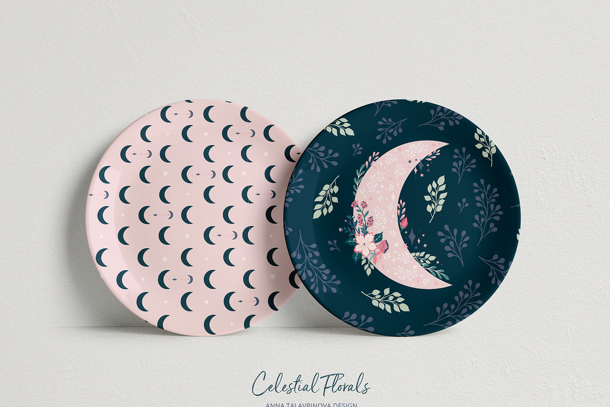 Celestial Florals Pattern & Clipart, an Illustration by Cozy pattern shop (Photo 9 of 10)