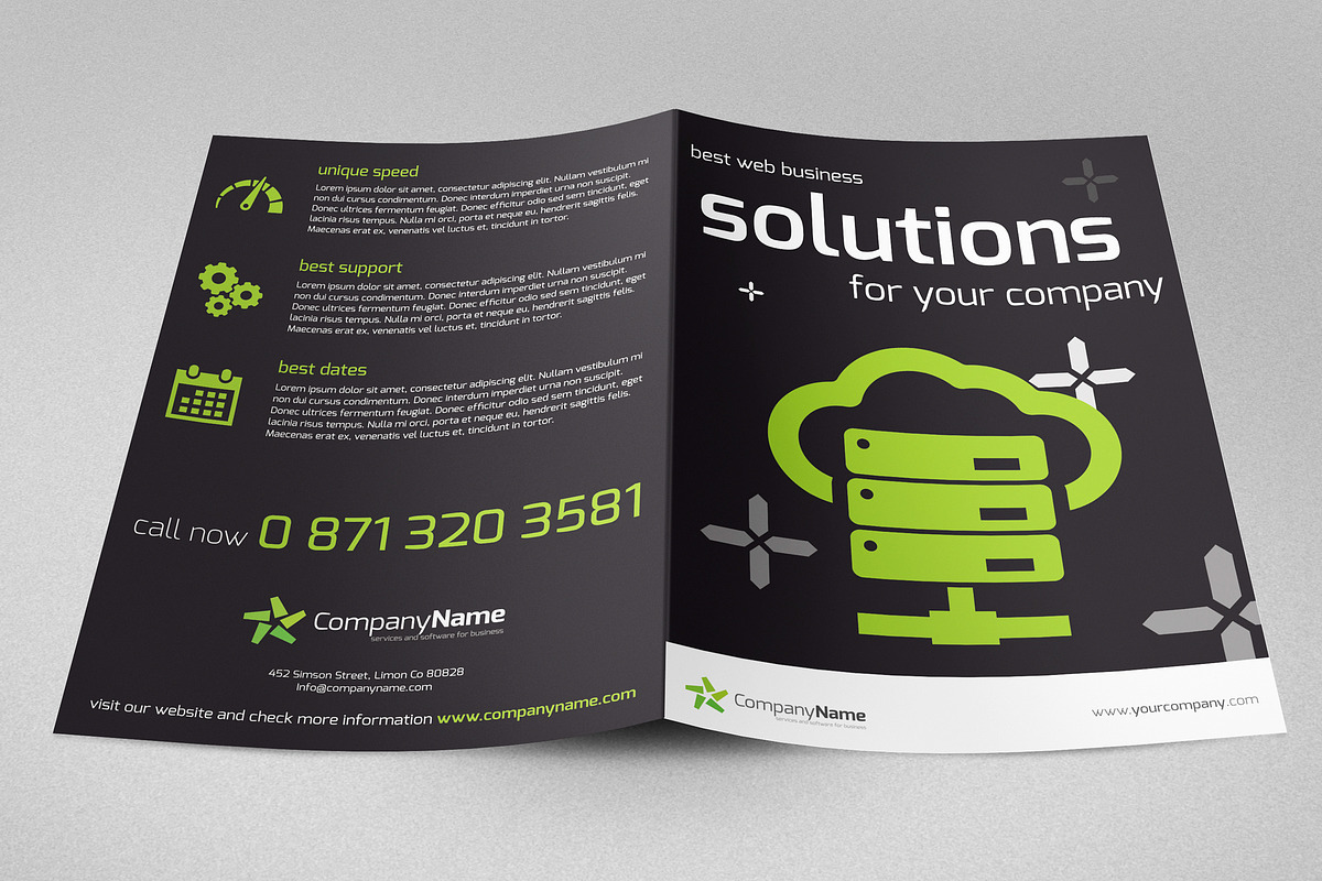 Bi-fold Web Solutions A4 Brochure, a Brochure Template by buttonpl (Photo 4 of 4)