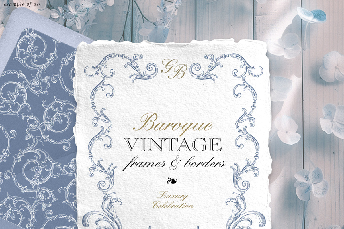 Wedding clip art blue baroque frames, a Decorative Illustration by GrafikBoutique (Photo 7 of 11)