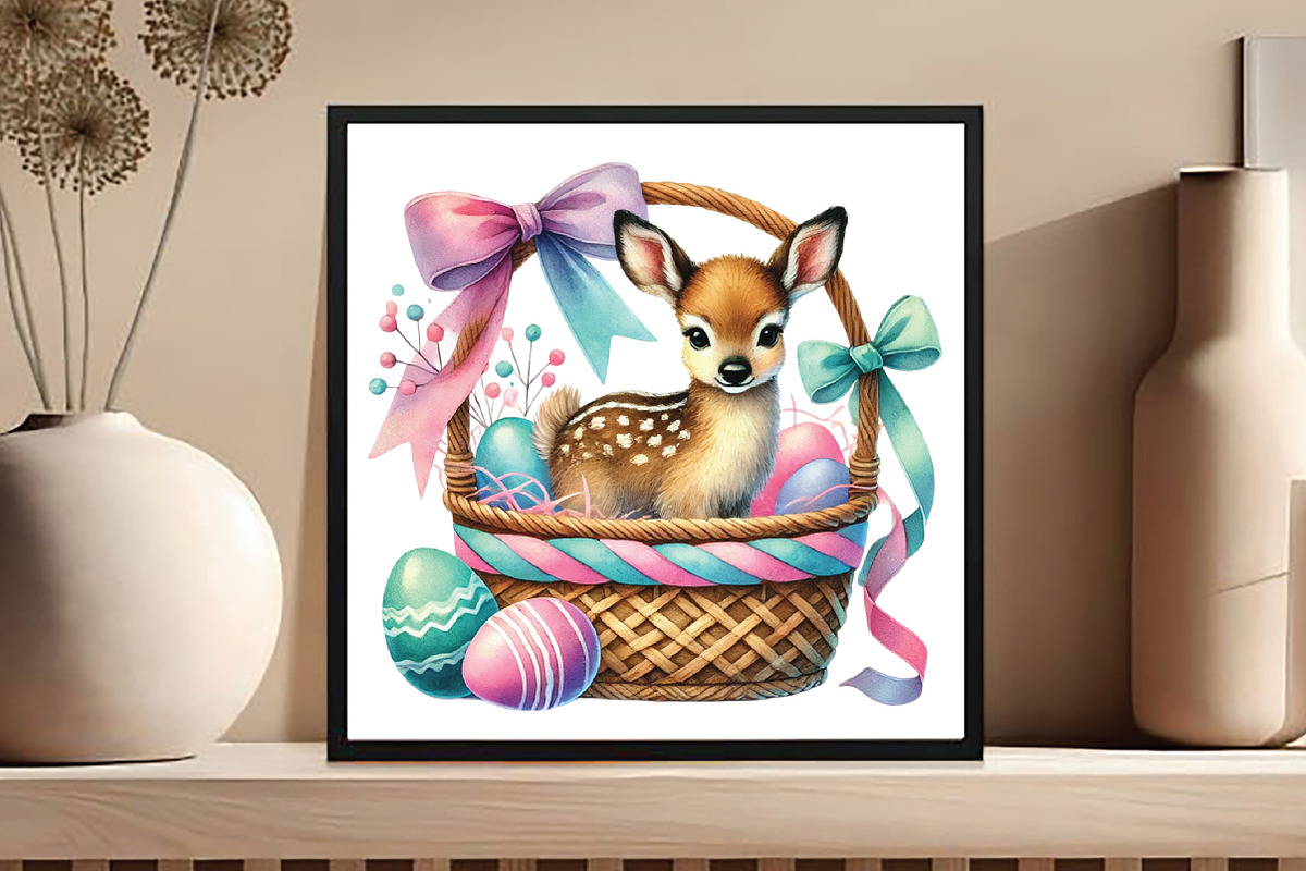 Watercolor Cute Easter Deer Clipart, an Illustration by DreamCafeArt (Photo 5 of 5)