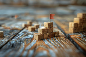 Wooden Blocks Forming Success Growth Process for Business Startups, a Photo by AS photostudio