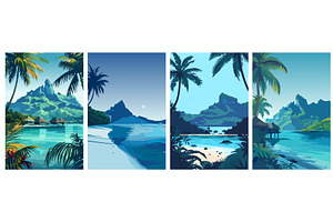 Bora Bora island landscape posters, an Illustration by Valerie Bodnar