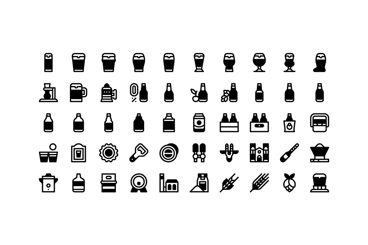 50 Beer Icons, an Outline Icon by Side Project (Photo 3 of 8)