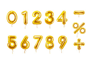 Golden balloon numbers. Realistic, an Object Illustration by Stock-Smart-Start