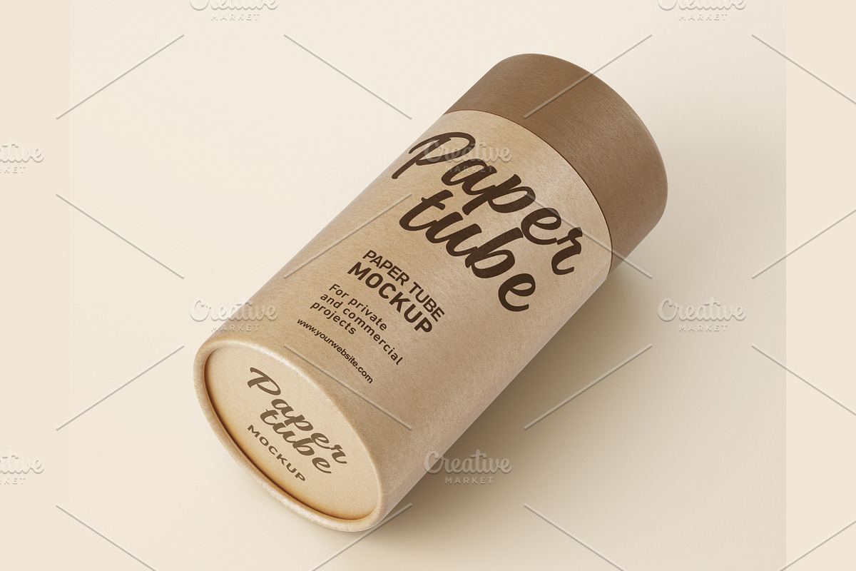 Premium paper tube mockup, a Packaging Mockup by MOCKUPSDESIGN (Photo 3 of 3)