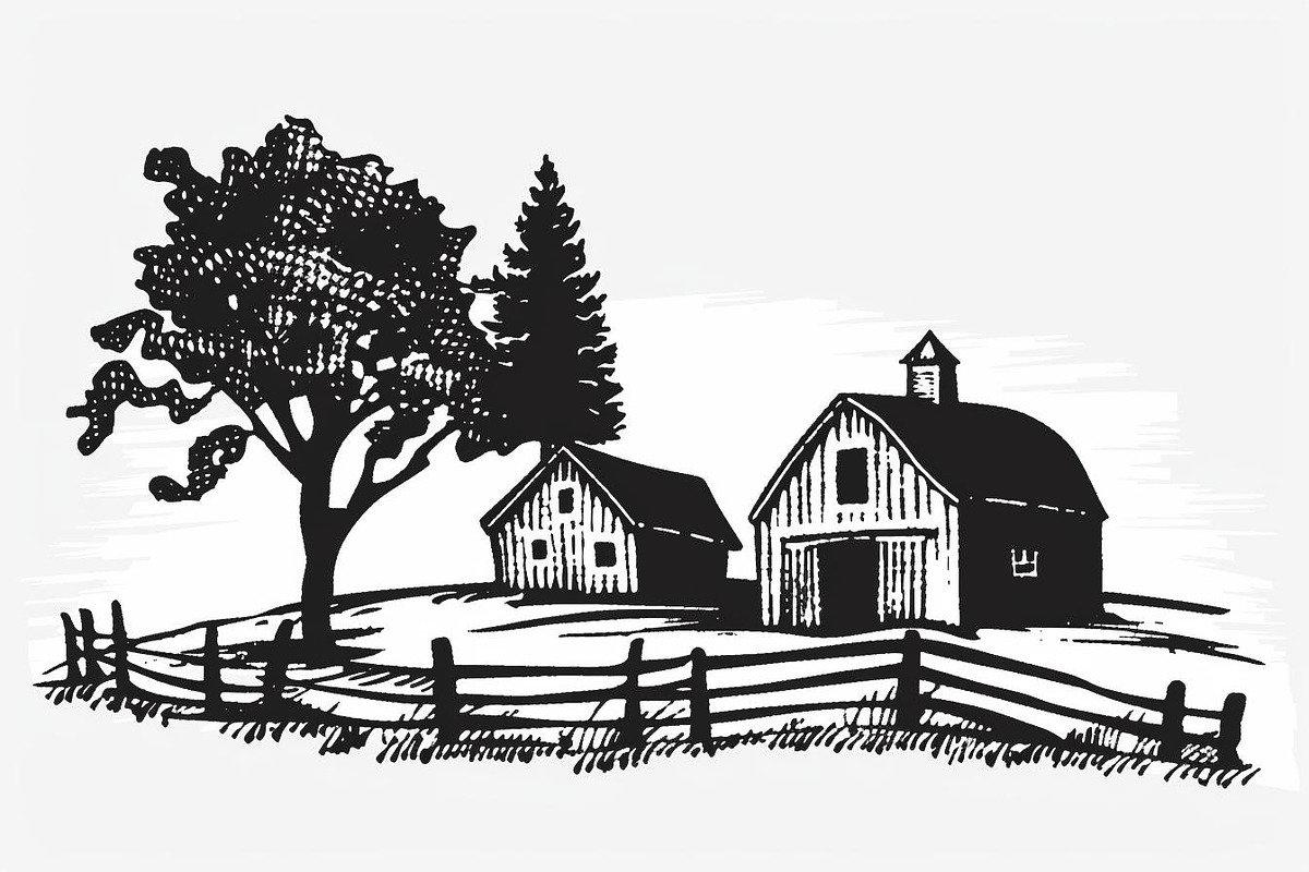 Farmhouse scene silhouette vector, an Icon by Amazin_art (Photo 3 of 13)