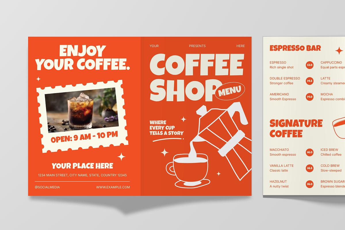 Coffee Shop Menu Bifold Brochure, a Brochure Template by Annora Studio (Photo 6 of 6)
