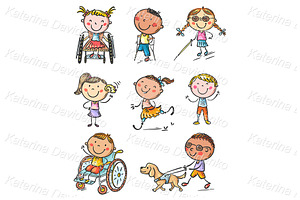 Disabled kids with special needs, a Healthcare Illustration by Bubert Art