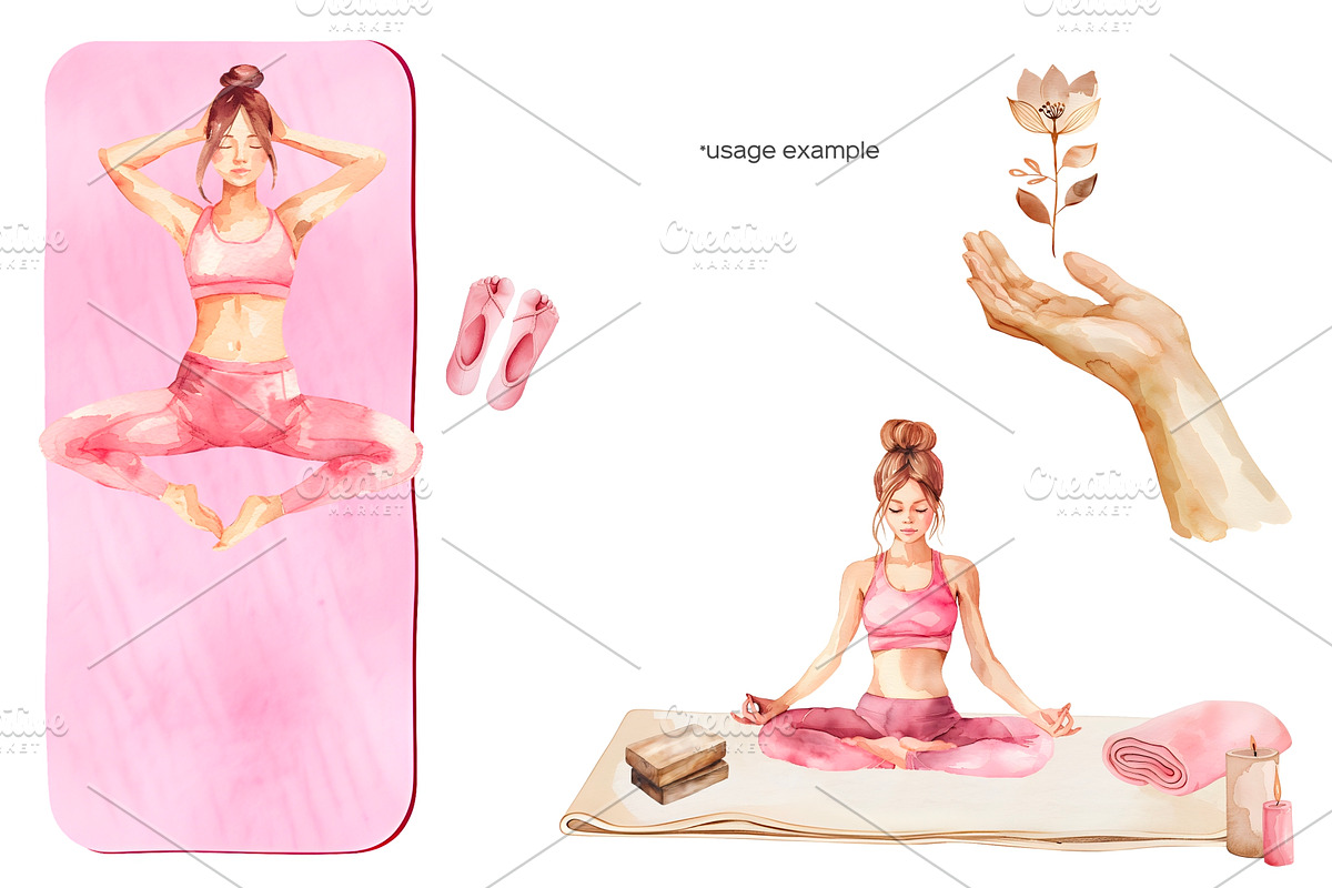 Watercolor yoga clipart. Yoga poses, a Healthcare Illustration by Art and Funny (Photo 5 of 8)