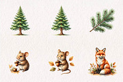 Whimsical Woodland Animals Clipart, a Seasonal Illustration by CreationArt (Thumbnail 4 of 7)