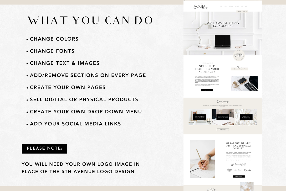 Wix Website - 5th Avenue Social, a Wix Template by Design Pixie (Photo 4 of 7)