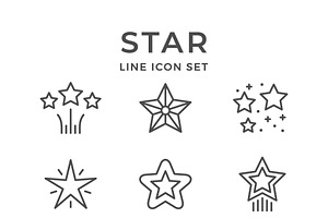 Set line icons of star, an Outline Icon by motorama