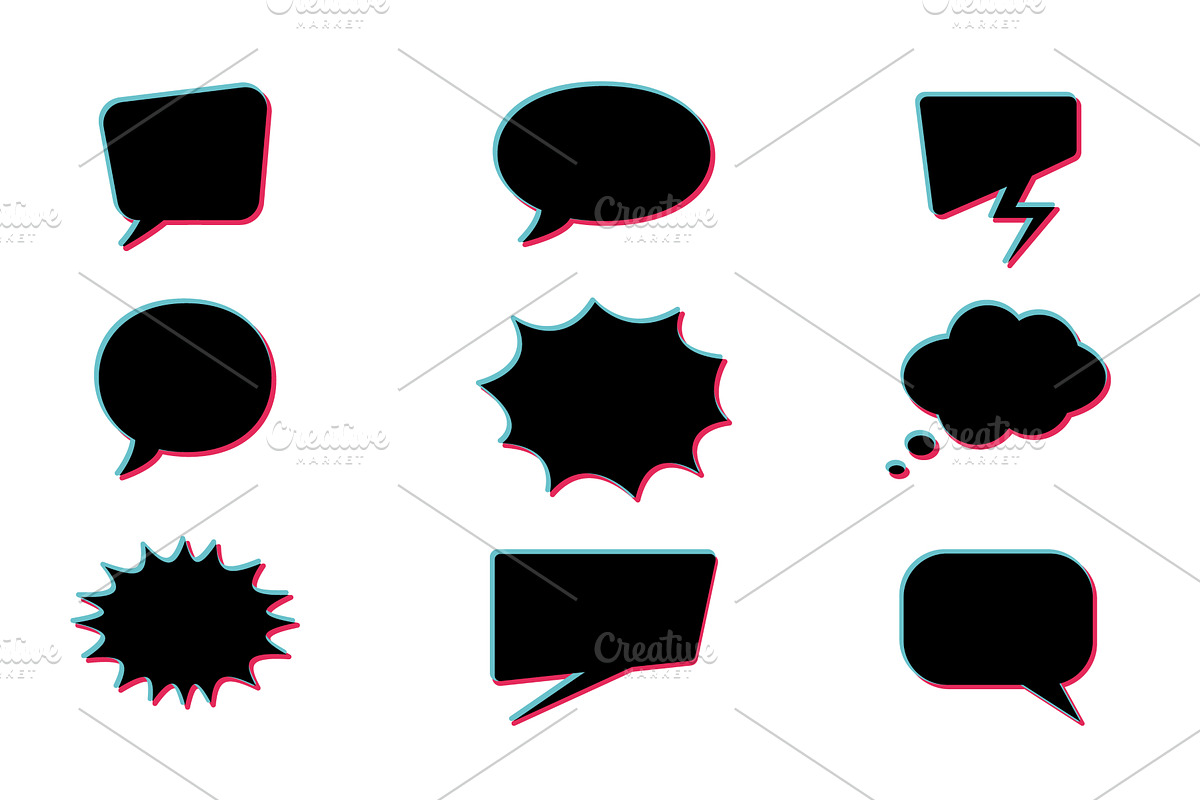 Set of Black Empty Speech Bubbles, an Object Illustration by Vector Creator