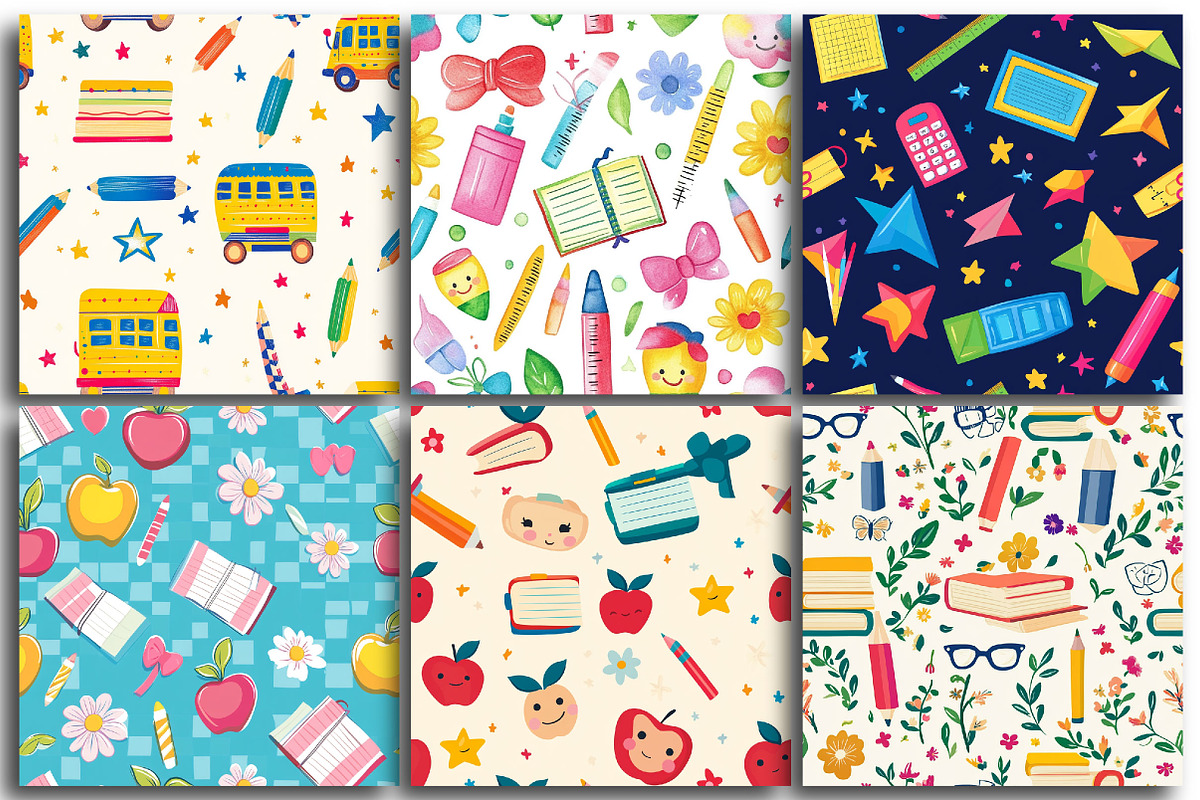 Cute Back To School Digital Paper, a Pattern Graphic by Designking (Photo 2 of 4)