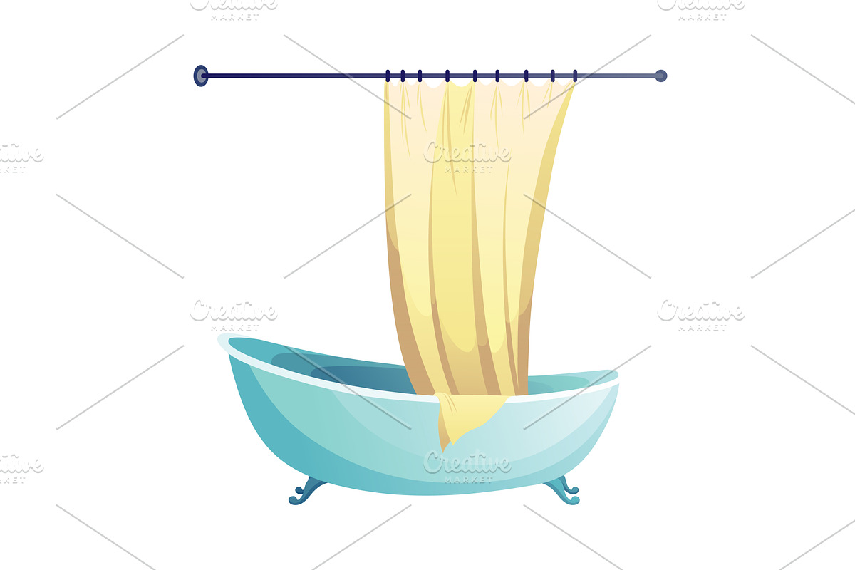 Cartoon bathroom. Vintage blue, an Object Illustration by the8monkey