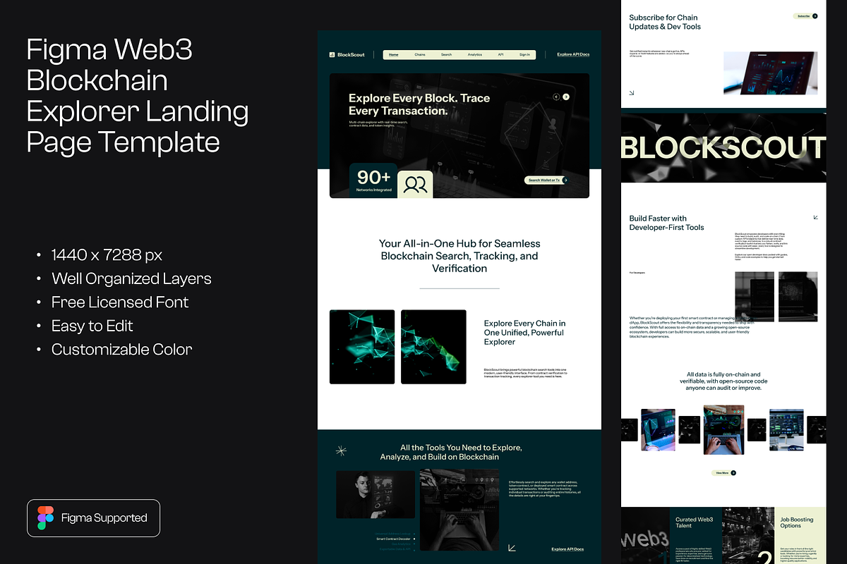 Figma Web3 Blockchain Landing Page, a Landing Page Template by Musara (Photo 1 of 5)