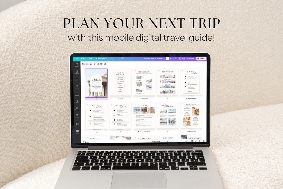 Digital Travel Itinerary Template, a Magazine Template by ShopRShop