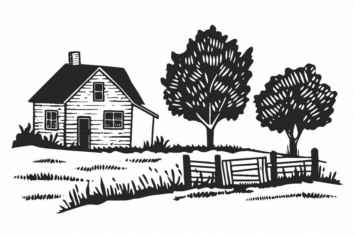 Farmhouse scene silhouette vector, an Illustration by Amazin_art (Photo 7 of 13)