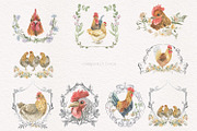 Hens and roosters, an Illustration by Love Watercolor Store (Thumbnail 9 of 10)