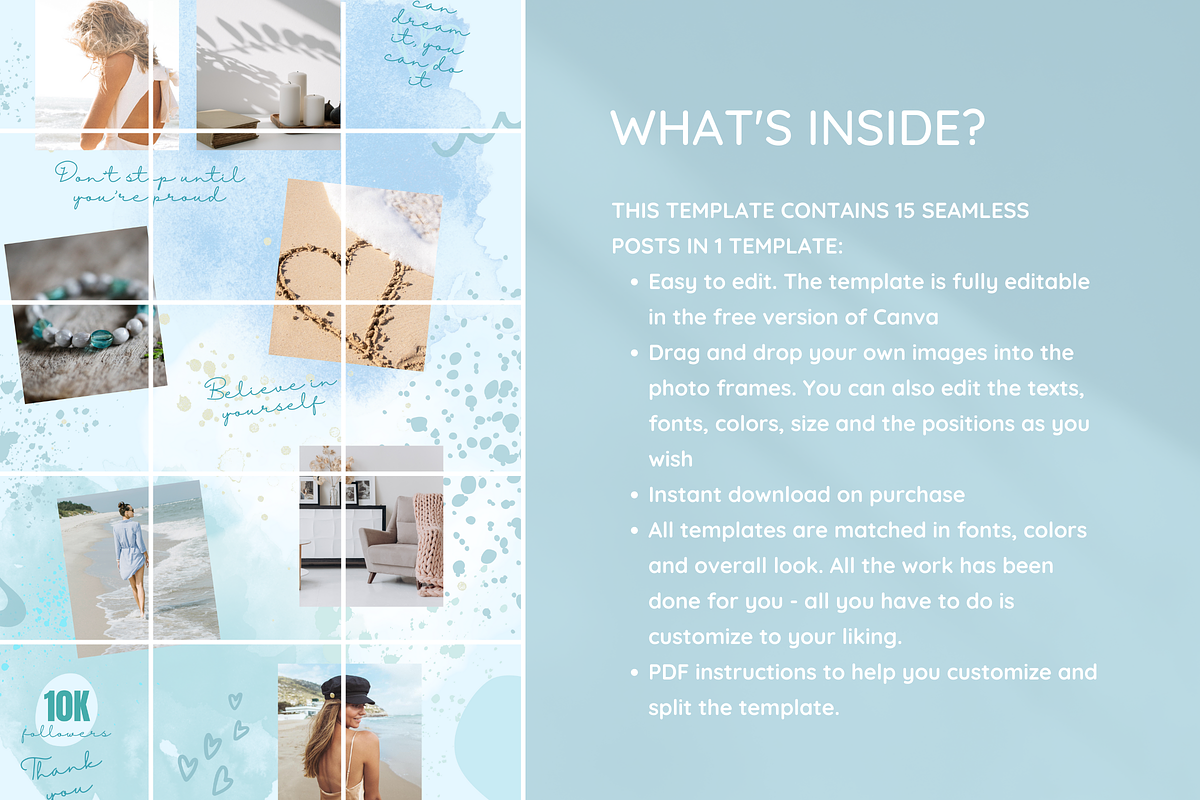 Blue Instagram Puzzle, a Social Media Template by SunshineStudioBoutique (Photo 2 of 9)
