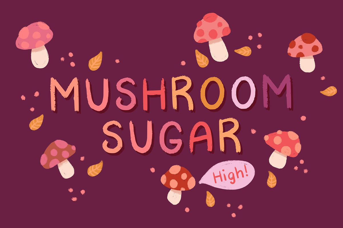 Mushroom Sugar Font & Elements, a Font by Cuppakeri (Photo 1 of 2)